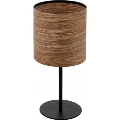 Table lamp Eglo Cannafesca 40W Cylindrical Shape Ø 18 cm. Bedroom, office and work zone. Retro and vintage Style. Steel and wood. Brown and black Color