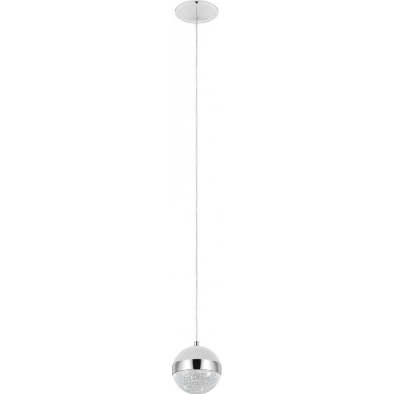 44,95 € Free Shipping | Hanging lamp Eglo Licoroto 3W Spherical Shape Ø 12 cm. Living room and dining room. Modern, sophisticated and design Style. Steel, Granille and Glass. White, plated chrome and silver Color