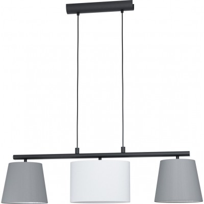105,95 € Free Shipping | Hanging lamp Eglo Almeida 1 75W Extended Shape 110×86 cm. Living room and dining room. Modern, sophisticated and design Style. Steel and textile. White, gray and black Color