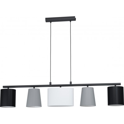 149,95 € Free Shipping | Hanging lamp Eglo Almeida 1 125W Extended Shape 120×110 cm. Living room and dining room. Modern, sophisticated and design Style. Steel and textile. White, gray and black Color