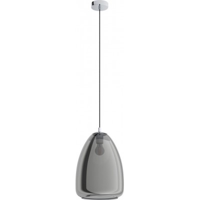 141,95 € Free Shipping | Hanging lamp Eglo Alobrase 40W Conical Shape Ø 30 cm. Living room and dining room. Modern, sophisticated and design Style. Steel. Plated chrome, black, transparent black and silver Color