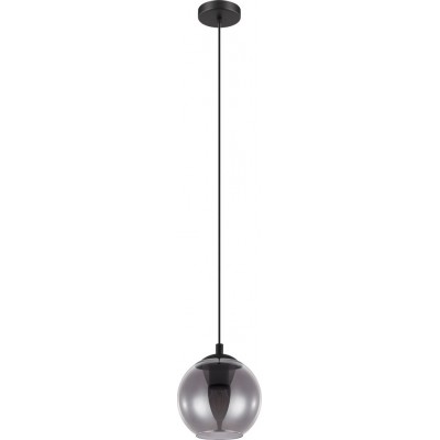 47,95 € Free Shipping | Hanging lamp Eglo Ariscani 40W Spherical Shape Ø 20 cm. Living room and dining room. Modern, sophisticated and design Style. Steel. Black and transparent black Color