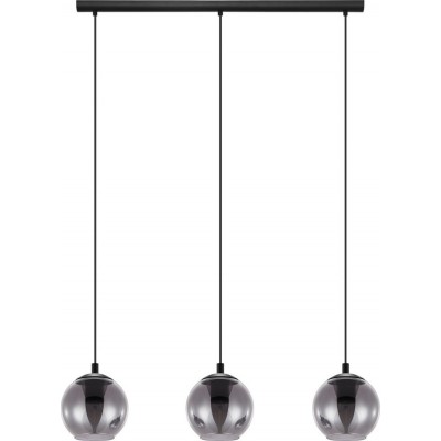 Lampada a sospensione Eglo Ariscani 120W Forma Estesa 110×77 cm. Soggiorno e sala da pranzo. Stile moderno, sofisticato e design. Acciaio. Colore nero e nero trasparente