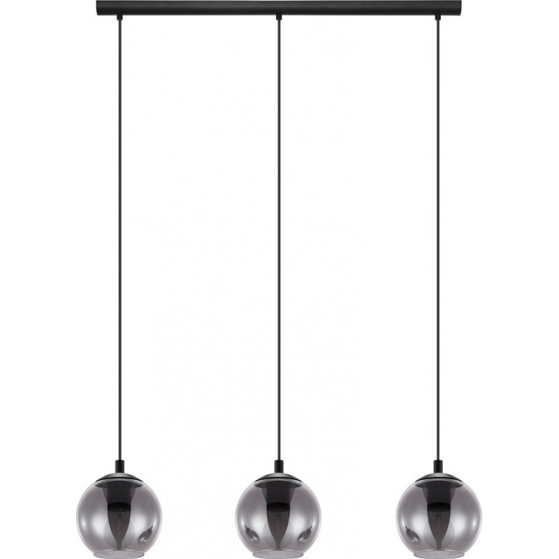 101,95 € Free Shipping | Hanging lamp Eglo Ariscani 120W Extended Shape 110×77 cm. Living room and dining room. Modern, sophisticated and design Style. Steel. Black and transparent black Color