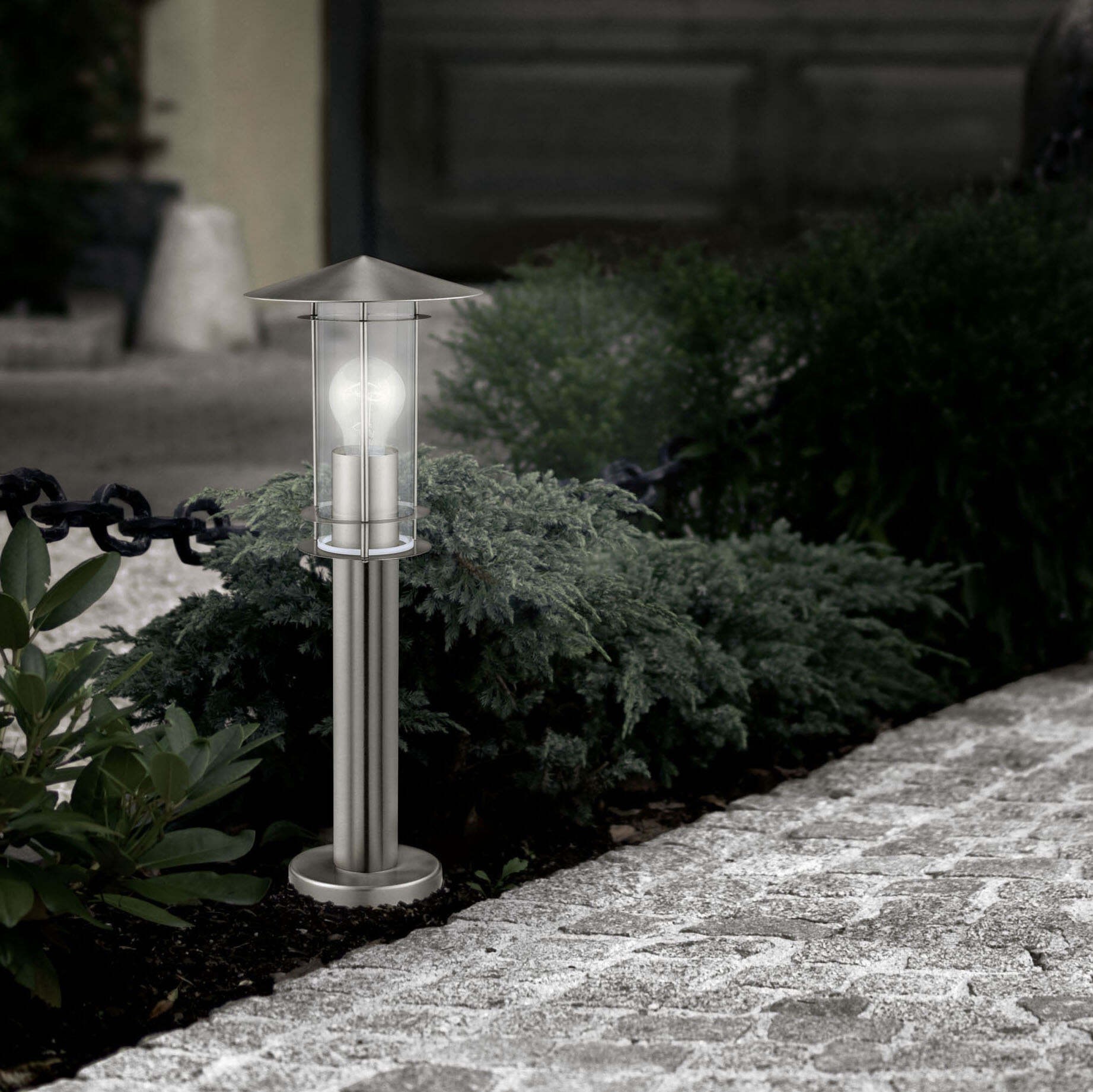 55,95 € Envio grátis | Farol luminoso Eglo Lisio 60W Ø 17 cm. Aço, aço inoxidável e vidro. Cor aço inoxidável e prata
