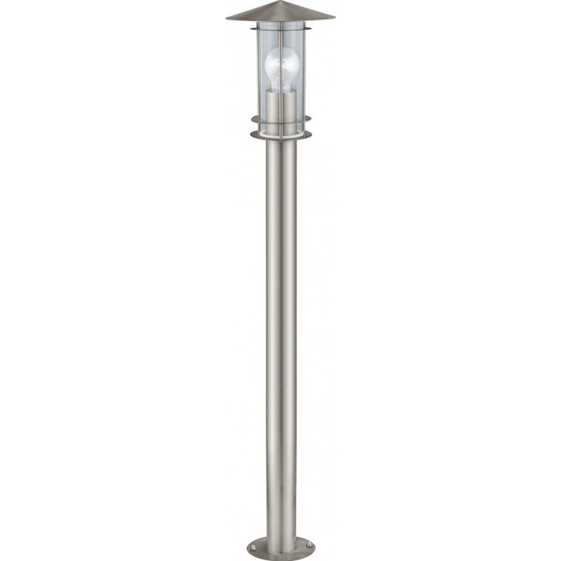 81,95 € Free Shipping | Streetlight Eglo Lisio 60W Cylindrical Shape Ø 17 cm. Floor lamp Terrace, garden and pool. Retro, vintage and modern Style. Steel, stainless steel and glass. Stainless steel and silver Color