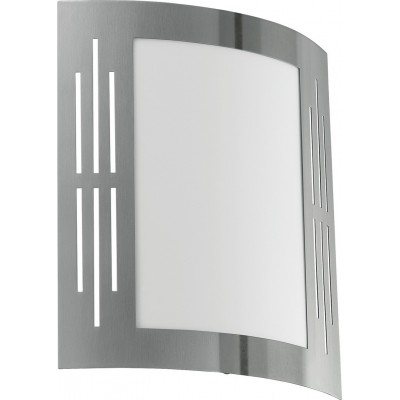29,95 € Free Shipping | Outdoor wall light Eglo City 60W 26×24 cm. Steel, stainless steel and plastic. Stainless steel, white and silver Color