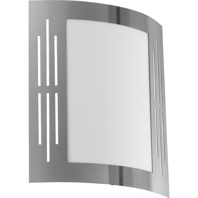32,95 € Free Shipping | Outdoor wall light Eglo City 60W Rectangular Shape 26×24 cm. Terrace, garden and pool. Modern and design Style. Steel, Stainless steel and Plastic. Stainless steel, white and silver Color