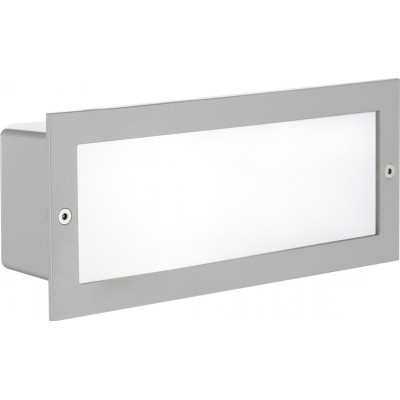 In-Ground lighting Eglo Zimba 60W Rectangular Shape 24×10 cm. Terrace, garden and pool. Modern and industrial Style. Aluminum, glass and satin glass. White and silver Color