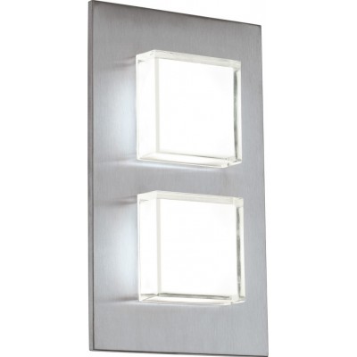 59,95 € Envío gratis | Aplique de pared exterior Eglo Pias 5W 3000K Luz cálida. 25×15 cm. Acero y acero inoxidable. Color acero inoxidable y plata