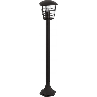 Streetlight Eglo Aloria 60W Cylindrical Shape 94×17 cm. Terrace, garden and pool. Retro and vintage Style. Aluminum and Plastic. Black Color