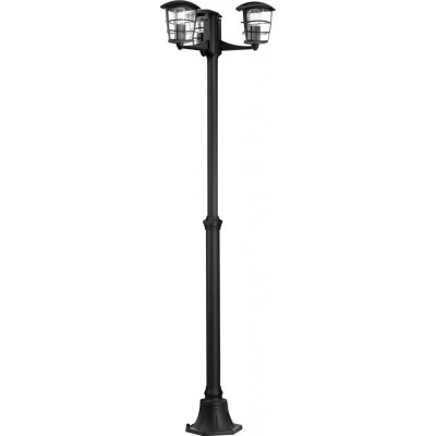 Streetlight Eglo Aloria 180W Cylindrical Shape Ø 48 cm. Terrace, garden and pool. Retro and vintage Style. Aluminum and Plastic. Black Color