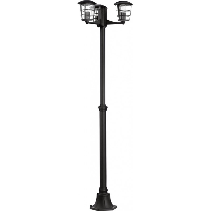 109,95 € Free Shipping | Streetlight Eglo Aloria 180W Cylindrical Shape Ø 48 cm. Floor lamp Terrace, garden and pool. Retro and vintage Style. Aluminum and plastic. Black Color