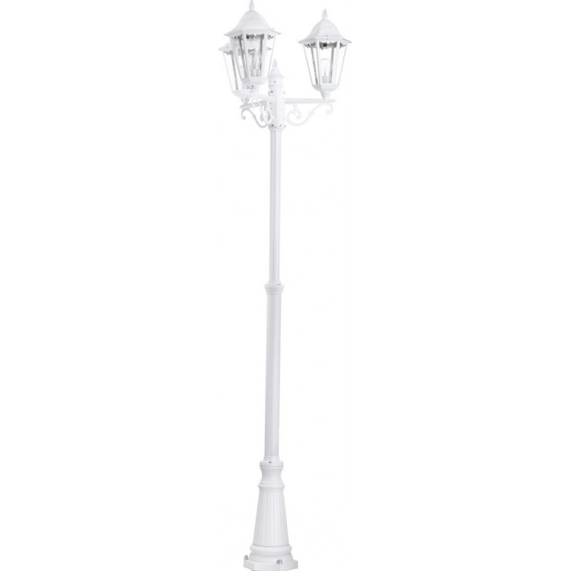 275,95 € Free Shipping | Streetlight Eglo Navedo 180W Conical Shape Ø 56 cm. Floor lamp Terrace, garden and pool. Retro and vintage Style. Aluminum and glass. White Color