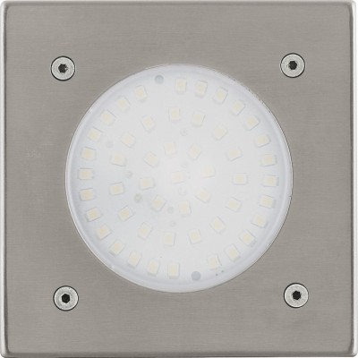 44,95 € Free Shipping | In-Ground lighting Eglo Lamedo 2.5W 3000K Warm light. 10×10 cm. Floor luminaire Steel, stainless steel and glass. Stainless steel, white and silver Color