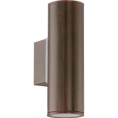 Outdoor wall light Eglo Riga 6W Cylindrical Shape 20×7 cm. Terrace, garden and pool. Retro, vintage and design Style. Steel and Galvanized steel. Brown and antique brown Color