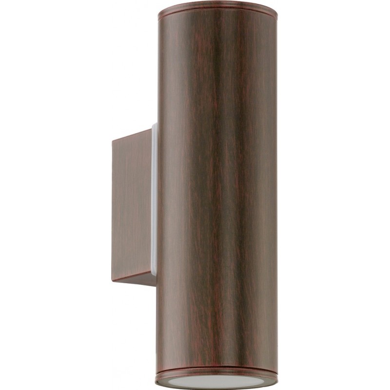59,95 € Free Shipping | Outdoor wall light Eglo Riga 6W Cylindrical Shape 20×7 cm. Terrace, garden and pool. Retro, vintage and design Style. Steel and galvanized steel. Brown and antique brown Color