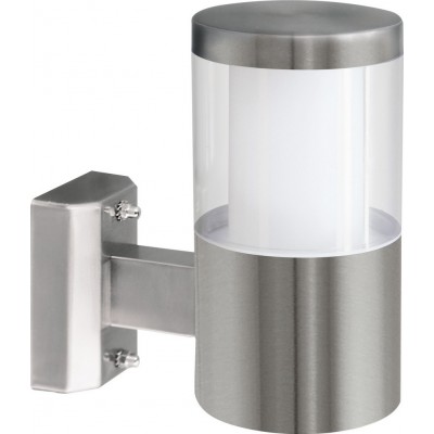 Applique murale d'extérieur Eglo Basalgo 1 4W 3000K Lumière chaude. 18×11 cm. Acier, acier inoxidable et plastique. Couleur acier inoxidable, blanc et argent