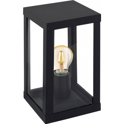 Outdoor lamp Eglo Alamonte 1 60W Cubic Shape 28×15 cm. Desk lamp Terrace, garden and pool. Modern, sophisticated and design Style. Steel, galvanized steel and glass. Black Color