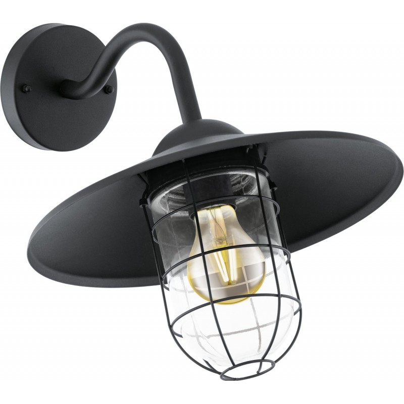 67,95 € Free Shipping | Outdoor wall light Eglo Melgoa 60W Conical Shape 30×25 cm. Terrace, garden and pool. Retro, vintage and design Style. Steel, Galvanized steel and Glass. Black Color