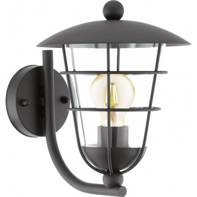 Applique murale d'extérieur Eglo Pulfero 60W 28×22 cm. Acier, acier galvanisé et plastique. Couleur noir