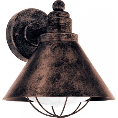 52,95 € Free Shipping | Outdoor wall light Eglo Barrosela 40W Conical Shape 24×22 cm. Terrace, garden and pool. Retro, vintage and design Style. Steel, galvanized steel and plastic. White, copper, old copper and golden Color