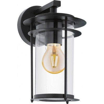 49,95 € Envio grátis | Aplique de parede ao ar livre Eglo Valdeo 60W 28×17 cm. Aço, aço galvanizado e vidro. Cor preto