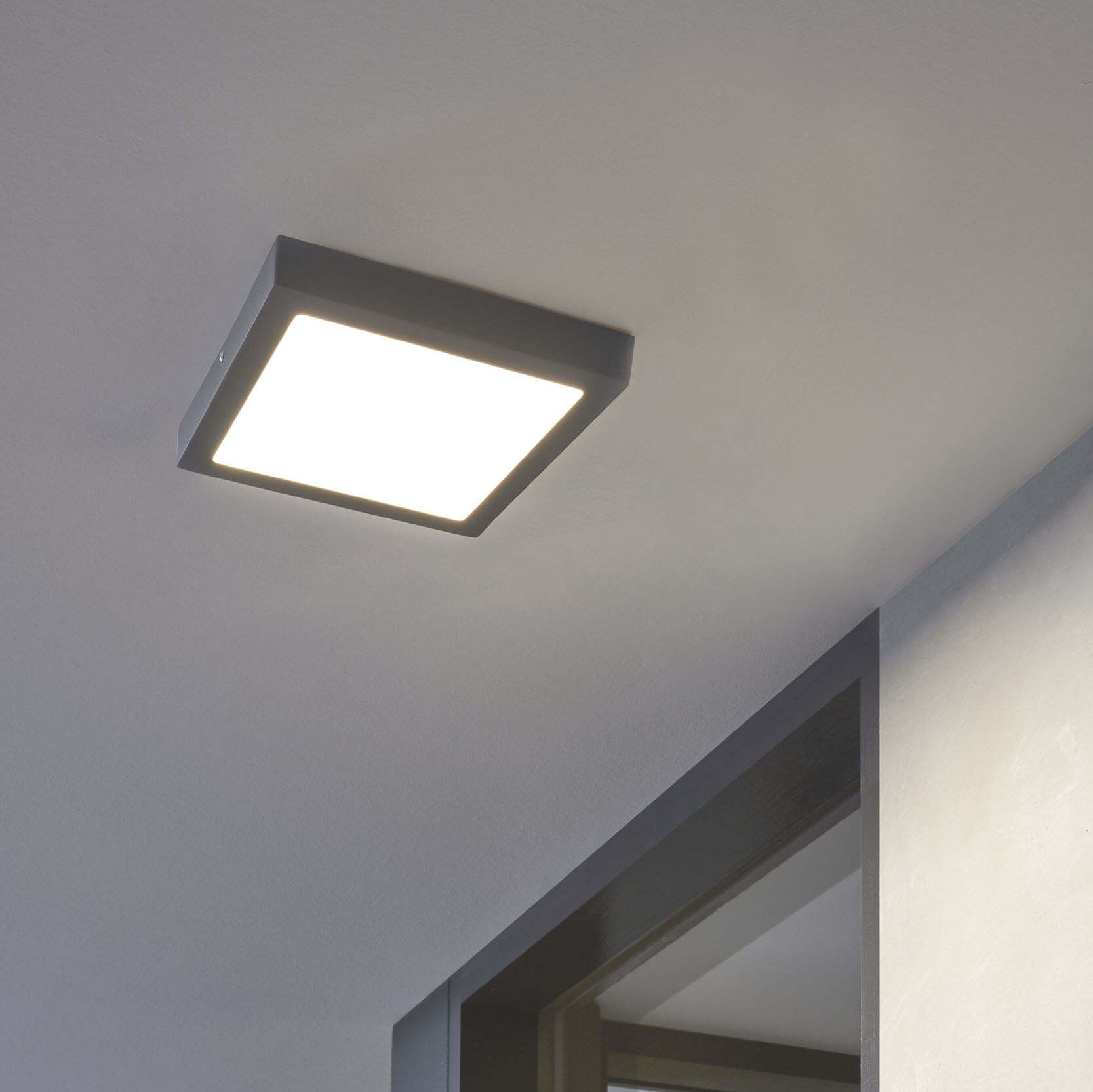 53,95 € 免费送货 | 户外灯 Eglo Argolis 22W 3000K 暖光. 30×30 cm. 壁灯和吸顶灯 铝 和 塑料. 无烟煤, 白色的 和 黑色的 颜色