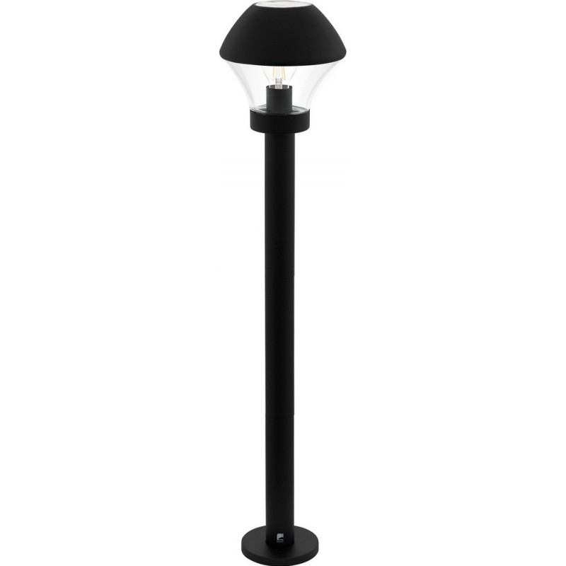 Streetlight Eglo Verlucca 60W Conical Shape Ø 21 cm. Floor lamp Terrace, garden and pool. Modern and design Style. Steel, galvanized steel and glass. Black Color
