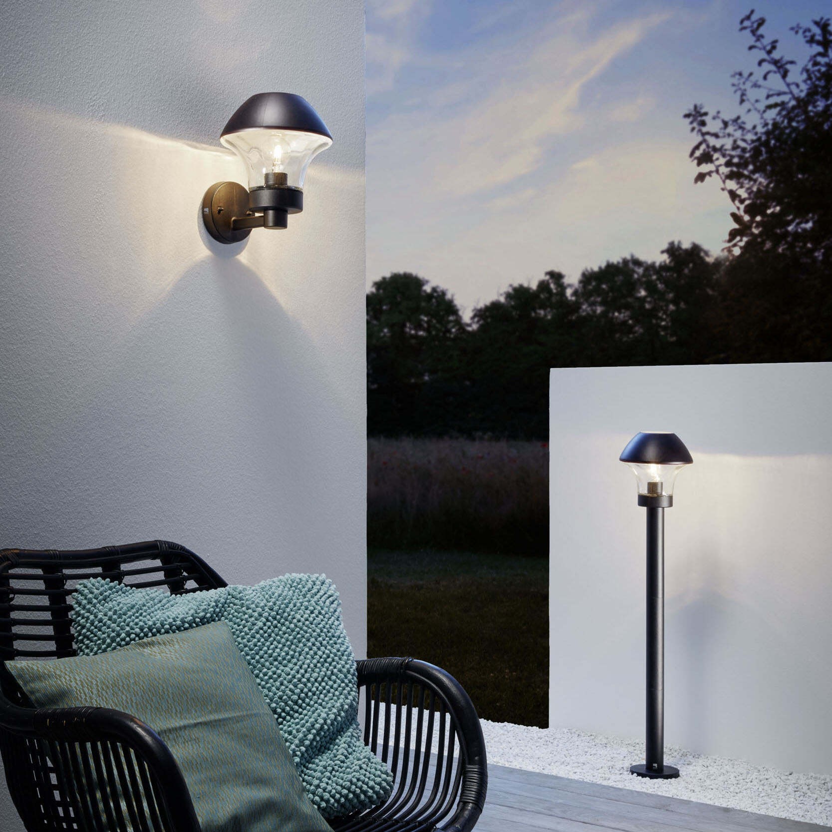 Farol luminoso Eglo Verlucca 60W Ø 21 cm. Aço, aço galvanizado e vidro. Cor preto