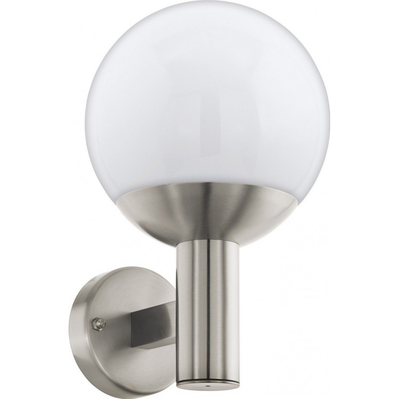 94,95 € Free Shipping | Outdoor wall light Eglo Nisia C 9W Spherical Shape 32×20 cm. Terrace, garden and pool. Modern and design Style. Steel, stainless steel and plastic. Stainless steel, white and silver Color