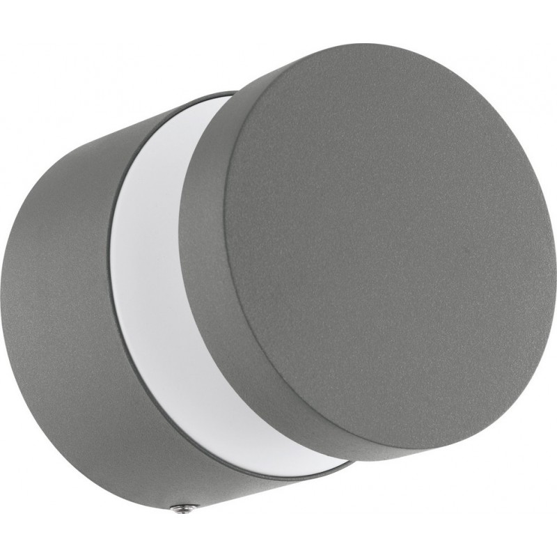 Outdoor wall light Eglo Melzo 11W 3000K Warm light. Cylindrical Shape Ø 13 cm. Terrace, garden and pool. Modern and design Style. Aluminum and plastic. Silver Color