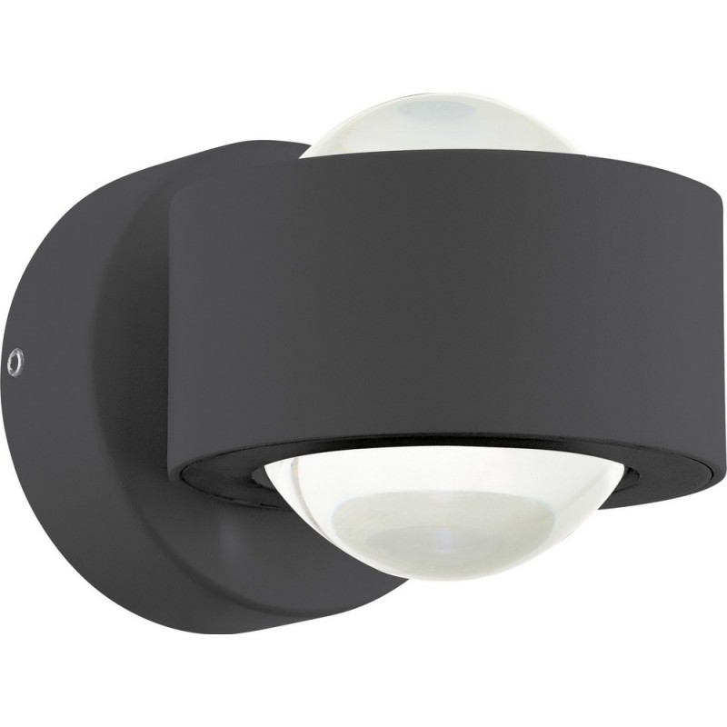 64,95 € Free Shipping | Outdoor wall light Eglo Treviolo 4W 3000K Warm light. Cylindrical Shape 9×9 cm. Terrace, garden and pool. Modern, design and cool Style. Aluminum and Glass. Anthracite and black Color