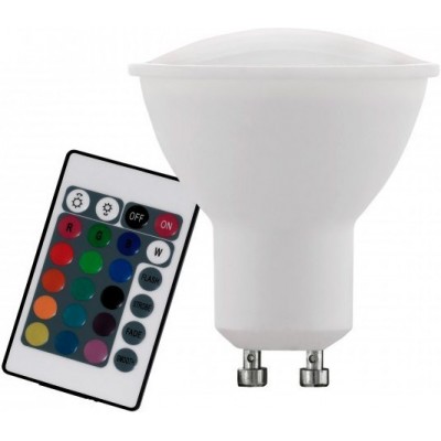 13,95 € Free Shipping | Remote control LED bulb Eglo LM LED GU10 4W GU10 LED RGBW 3000K Warm light. Conical Shape Ø 5 cm. Plastic. Opal Color