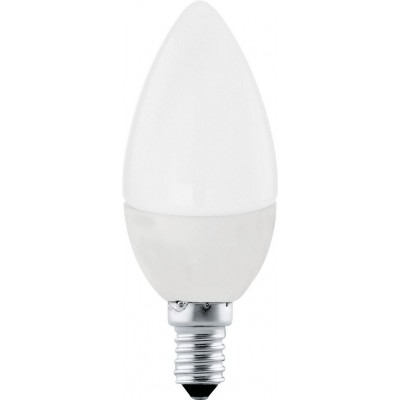 LED light bulb Eglo LM LED E14 4W E14 LED C37 3000K Warm light. Extended Shape Ø 3 cm. Plastic. Opal Color