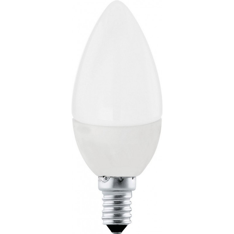 4,95 € Free Shipping | LED light bulb Eglo LM LED E14 4W E14 LED C37 3000K Warm light. Extended Shape Ø 3 cm. Plastic. Opal Color