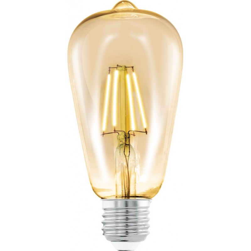 6,95 € 送料無料 | LED電球 Eglo LM LED E27 4W E27 LED ST64 2200K とても暖かい光. 楕円形 形状 Ø 6 cm. ガラス. オレンジ カラー