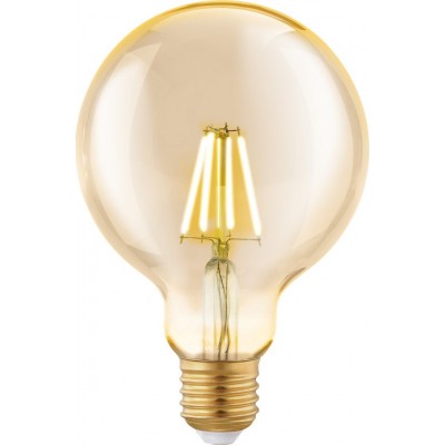 7,95 € Free Shipping | LED light bulb Eglo LM LED E27 4W E27 LED G95 2200K Very warm light. Spherical Shape Ø 9 cm. Glass. Orange Color