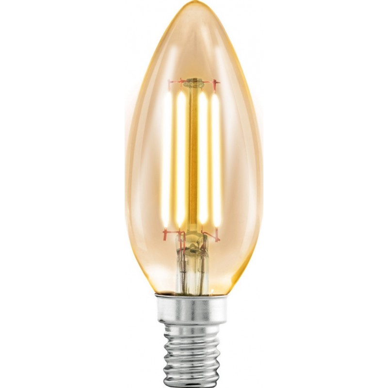 5,95 € Free Shipping | LED light bulb Eglo LM LED E14 4W E14 LED C35 2200K Very warm light. Oval Shape Ø 3 cm. Glass. Orange Color