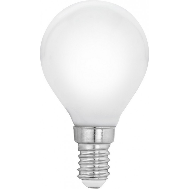 4,95 € Free Shipping | LED light bulb Eglo LM LED E14 4W E14 LED P45 2700K Very warm light. Spherical Shape Ø 4 cm. Glass. Opal Color