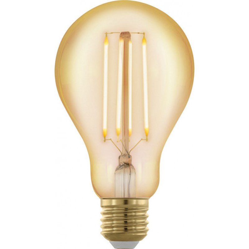 8,95 € Free Shipping | LED light bulb Eglo LM LED E27 4W E27 LED A75 1700K Very warm light. Ø 7 cm. Glass. Orange Color