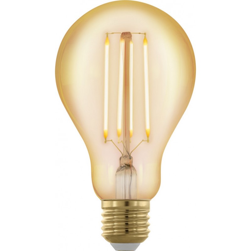 8,95 € Free Shipping | LED light bulb Eglo LM LED E27 4W E27 LED A75 1700K Very warm light. Spherical Shape Ø 7 cm. Glass. Orange Color