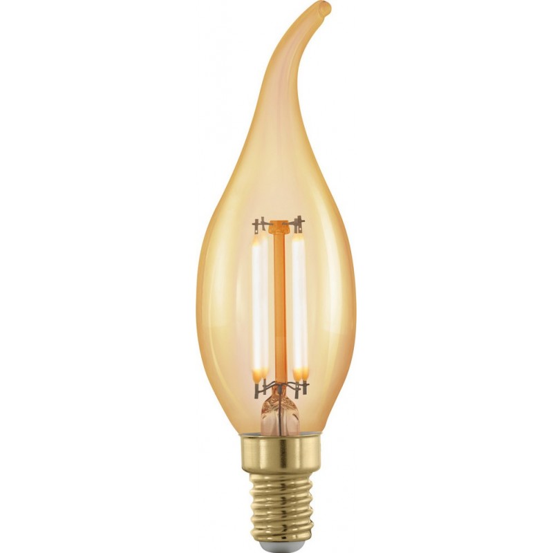5,95 € Free Shipping | LED light bulb Eglo LM LED E14 4W E14 LED CF35 1700K Very warm light. Oval Shape Ø 3 cm. Glass. Orange Color