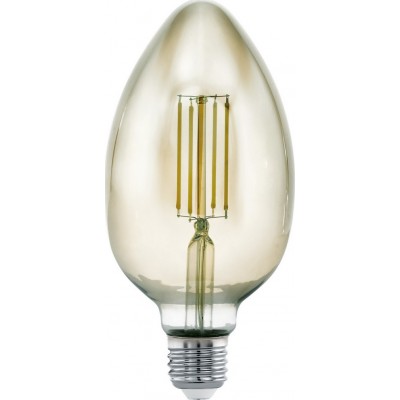 16,95 € Free Shipping | LED light bulb Eglo LM LED E27 4W E27 LED B80 3000K Warm light. Oval Shape Ø 8 cm. Glass. Black and transparent black Color
