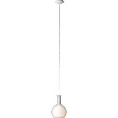 Lampe à suspension Eglo Pascoa 60W Façonner Conique Ø 19 cm. Salle et salle à manger. Style moderne et conception. Acier, Verre et Verre opale. Couleur blanc et blanc brillant