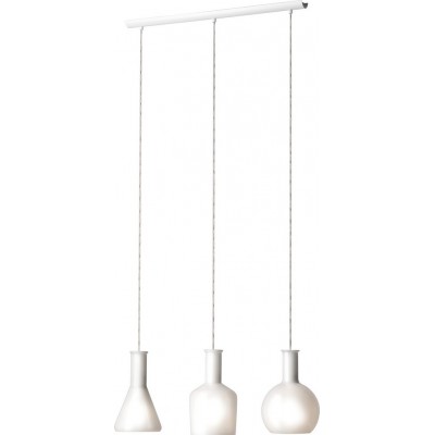 Hanging lamp Eglo Pascoa 180W Extended Shape 150×78 cm. Living room and dining room. Modern and design Style. Steel, glass and opal glass. White and bright white Color