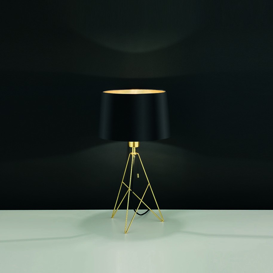 87,95 € Kostenloser Versand | Tischlampe Eglo Stars of Light Camporale 60W Ø 30 cm. Stahl und textil. Golden, messing und schwarz Farbe