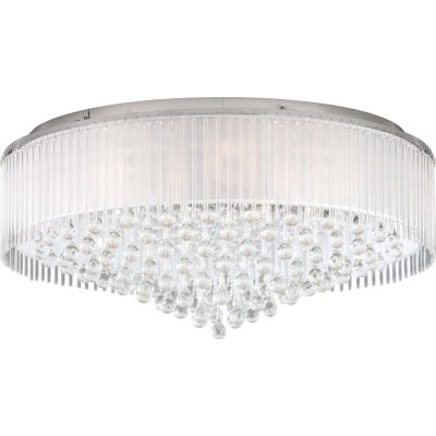 Ceiling lamp Eglo Montesilvano 36W Pyramidal Shape Ø 77 cm. Living room and dining room. Classic Style. Steel, Sheet and Glass. Plated chrome and silver Color