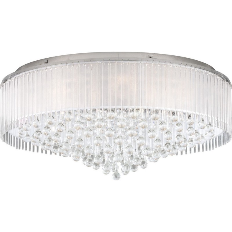 689,95 € Free Shipping | Ceiling lamp Eglo Montesilvano 36W Pyramidal Shape Ø 77 cm. Living room and dining room. Classic Style. Steel, Sheet and Glass. Plated chrome and silver Color