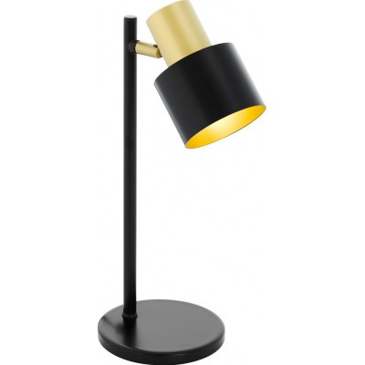 Lámpara de escritorio Eglo Fiumara 60W Forma Cilíndrica 40×16 cm. Dormitorio, oficina y zona de trabajo. Estilo moderno y diseño. Acero. Color dorado y negro